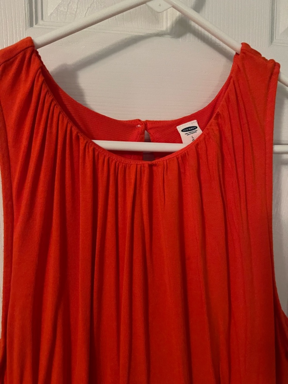 Sleeveless Red-Orange Maxi Dress - Picture 2 of 3